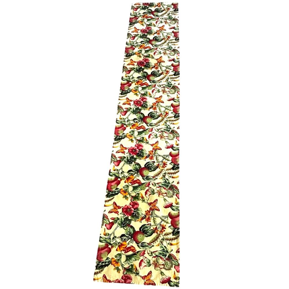 April Cornell cotton table runner 13 x 68 yellow green red flowers butterflies